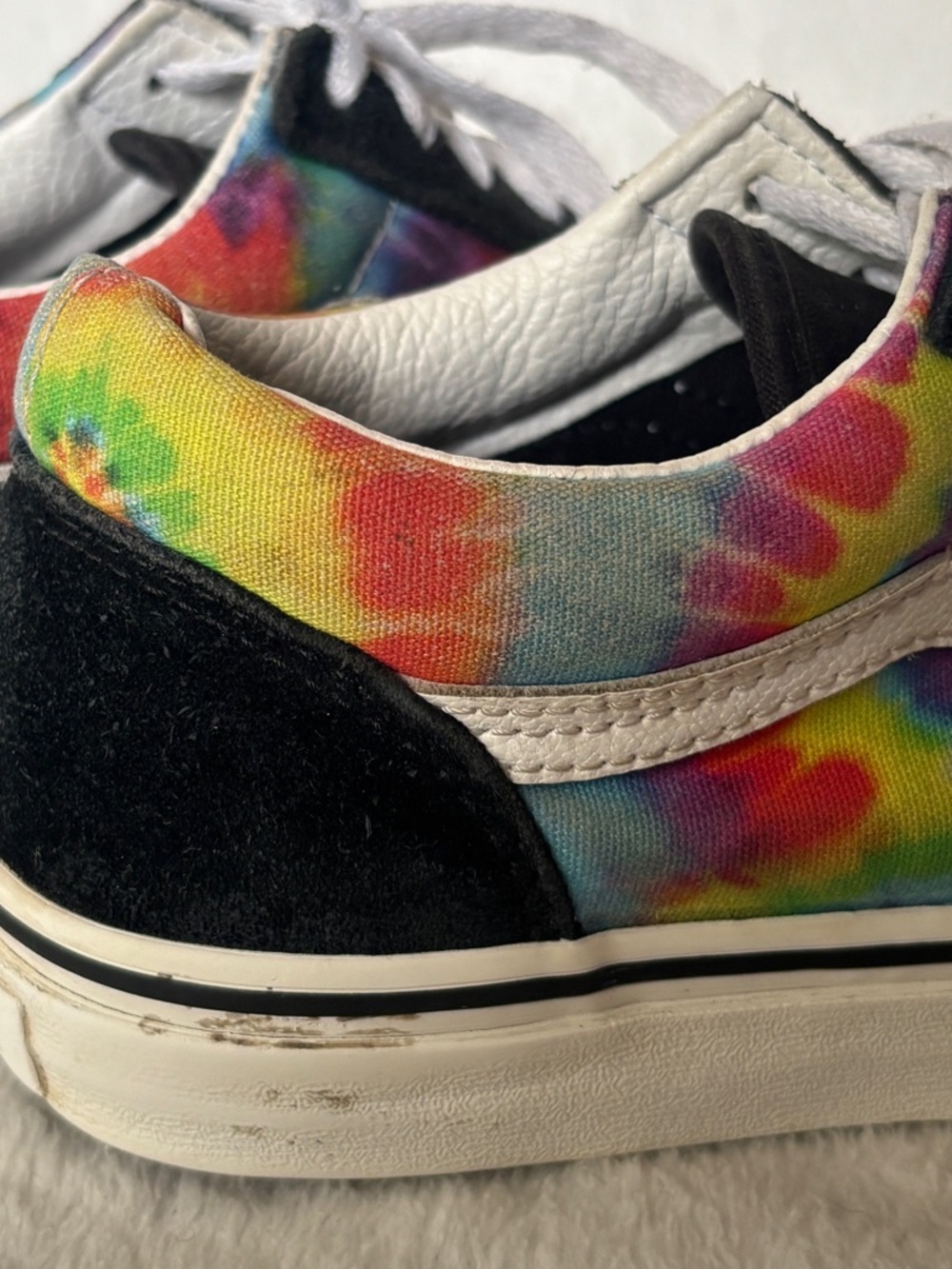 Vans Old Skool Tie Dye Sneakers Youth 3 / Women’s 5 Rainbow Black White - Picture 9 of 10